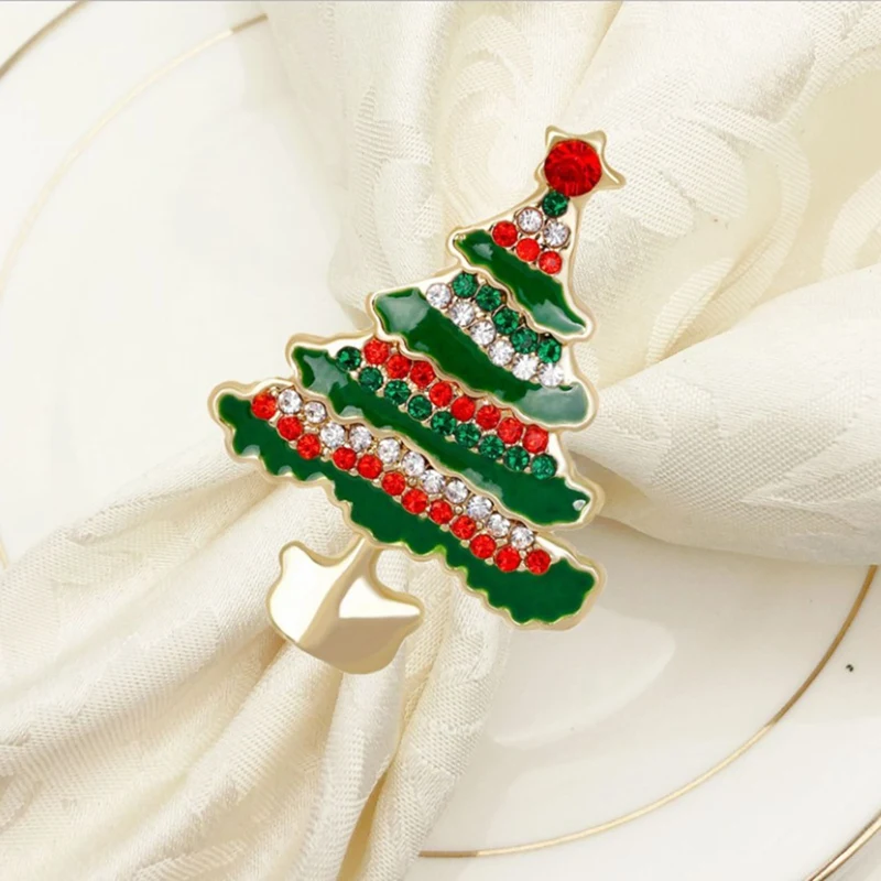 WedDecor Set Di 8 Porta Tovaglioli Natalizi In Argento Con Fiocco Di Neve E Strass: Eleganza Per Le Tue Feste! - 3
