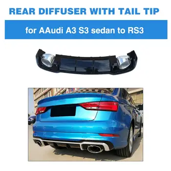 

Car Rear Bumper Diffuser Lip Spoiler for Audi A3 Sline S3 Sedan 4 Door 2017 - 2019 PP Rear Diffuser Spoiler with Exhaust Tips