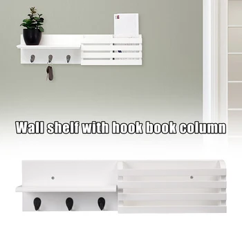 

Wall Shelf Mail Holder with 3 Hooks 24-Inch Storage Organizers for Home Bedroom BDF99