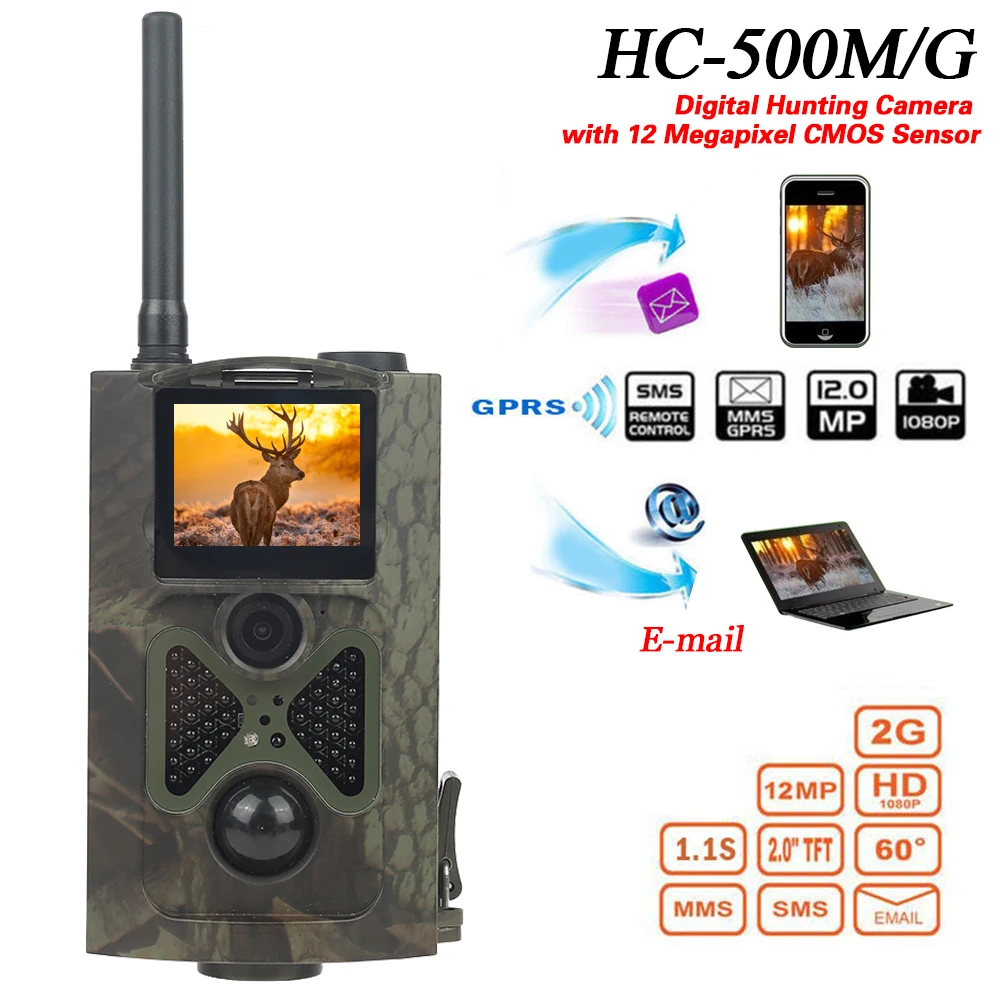 HC500M HD Hunting Camera 12MP CMOS GPRS GSM SMS Wildlife Camera Outdoor IR Sensor Hunting Wild Spy Camera