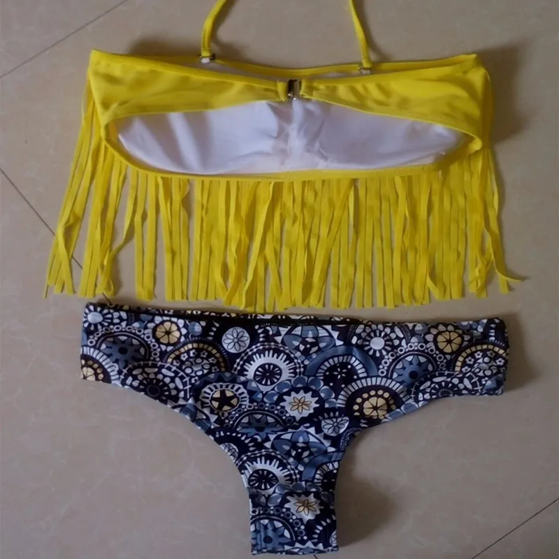 Женский раздельный купальник с чашками пуш ап бахромой|Купальники |