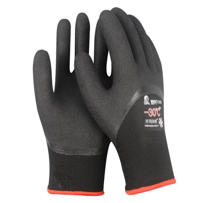 black gloves 30 градусов Рыбалка с защитой от холода Термальность рабочие перчатки для морозильных камер незамерзающий «унисекс» одежда с защитой от ветра низкая Температура Спорт на открытом воздухе - Цвет: black gloves