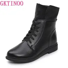GKTINOO/ г., женская модная Винтажная обувь из натуральной кожи женские демисезонные ботильоны женские повседневные ботинки на шнуровке