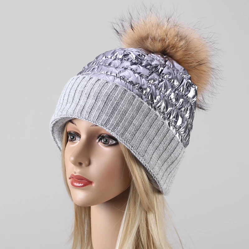 GREFER Women Knit Slouchy Beanie Chunky Baggy Hat with Faux Fur Pompom Winter Soft Warm Ski Cap 