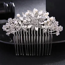 Свадебный головной убор для волос, повязка на голову, гребень невесты, женские жемчужные украшения, аксессуары для волос FS82