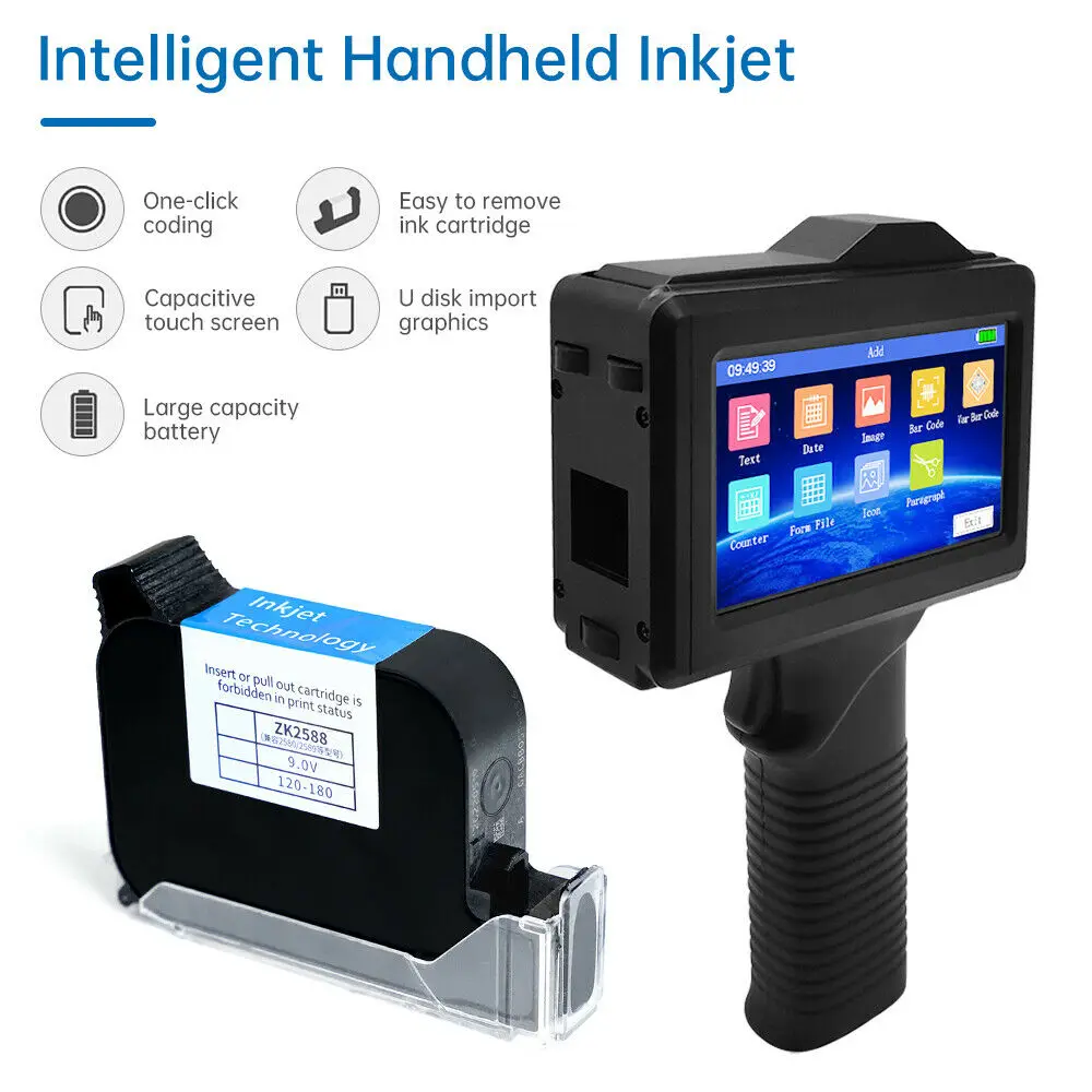 Handheld Inkjet Printer For Date Barcode And Code Printing With 5.6