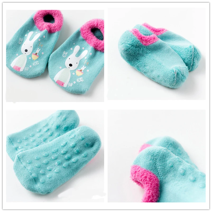Baby Boys Girls Socks Rubber Slip-resistant Floor Socks Winter Thicken Warm Shoes Cotton Cartoon Infant Kids Animal