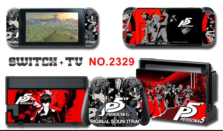 1set New Cute Anime Full Body Sticker for NS Switch Protective Cover Skin Colorful Art for Game Console Joy-Con Controller Decor