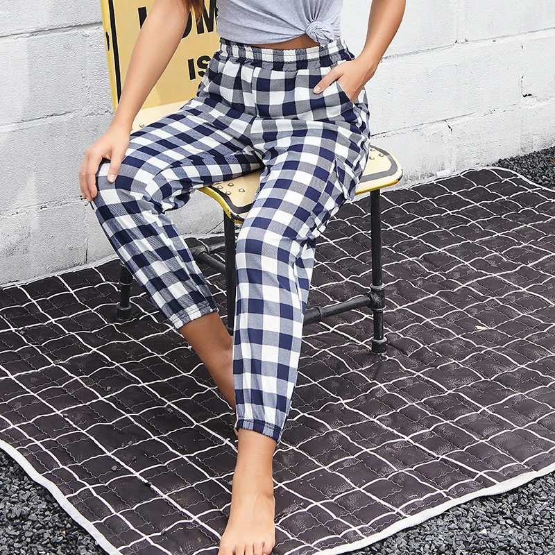 Trousers Women's New Plaid Casual Pants Women's Summer Loose Drape Straight Wild Wild Foot Pencil Pants 2020 New