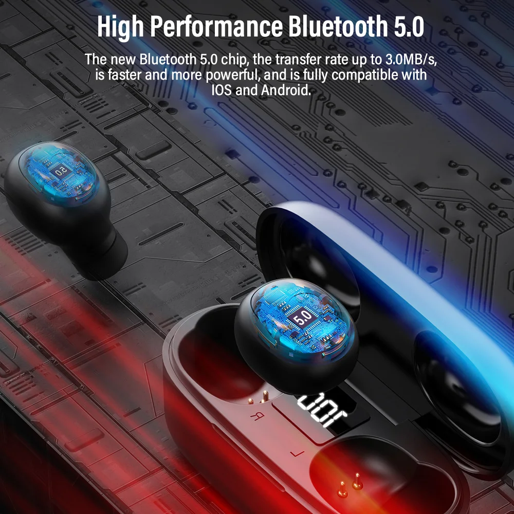TOPK Мини Bluetooth наушники HD стерео беспроводные наушники Игровые наушники-вкладыши Спортивная гарнитура с микрофоном зарядная коробка для смартфона