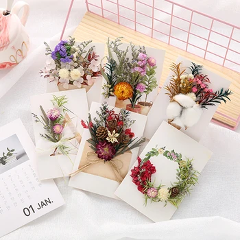 

DIY Invitation Card For Party Teacher's Day Dried Flower Greeting Card Custom Diy Material Package Party Favors