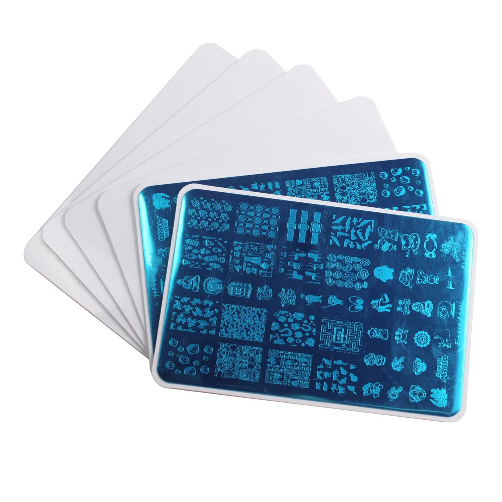 Doigt ange 5 pièces 9.5*14.5cm violet/rose/blanc Nail Art doux estampage tampon de protection Rectangel porte-timbre 1