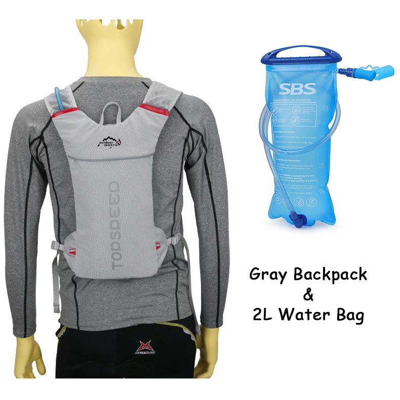 5L велосипедный гидратационный рюкзак, сумка для воды, открытый спортивный рюкзак для бега, рюкзак для бега с 2L мочевой пузырь, сумка для воды, для пеших прогулок на открытом воздухе - Цвет: Gray and 2L waterbag