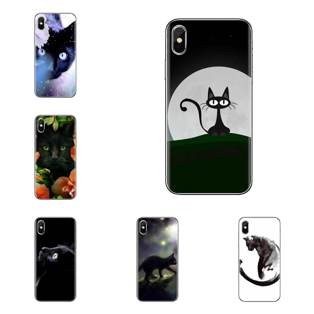 Transparent TPU Case Black Cat Staring Eyes Animals For Xiaomi Mi4 Mi5 Mi5S Mi6 Mi A1 A2 5X 6X 8 9 Lite SE Pro Max Mix 2 3 2S |