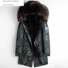 Новое пальто из натурального меха, Для мужчин куртка-парка зимняя куртка с мехом енота лайнер толстые теплые роскошные пуховики и ветровки Hombre 4688 KJ2978