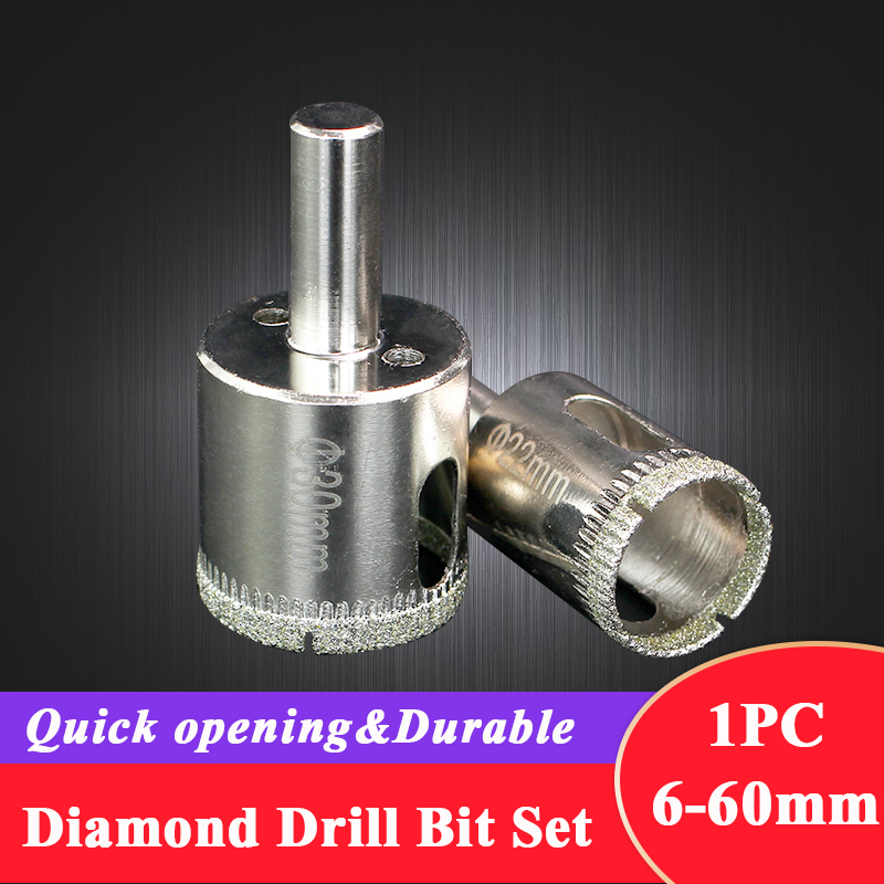 6-60mm 1PC Diamond Drill Bits Hole Saw Diamond Drill Bit Hollow Core Drill Bit Set for Diamond Coating, Carbon Steel for Glass