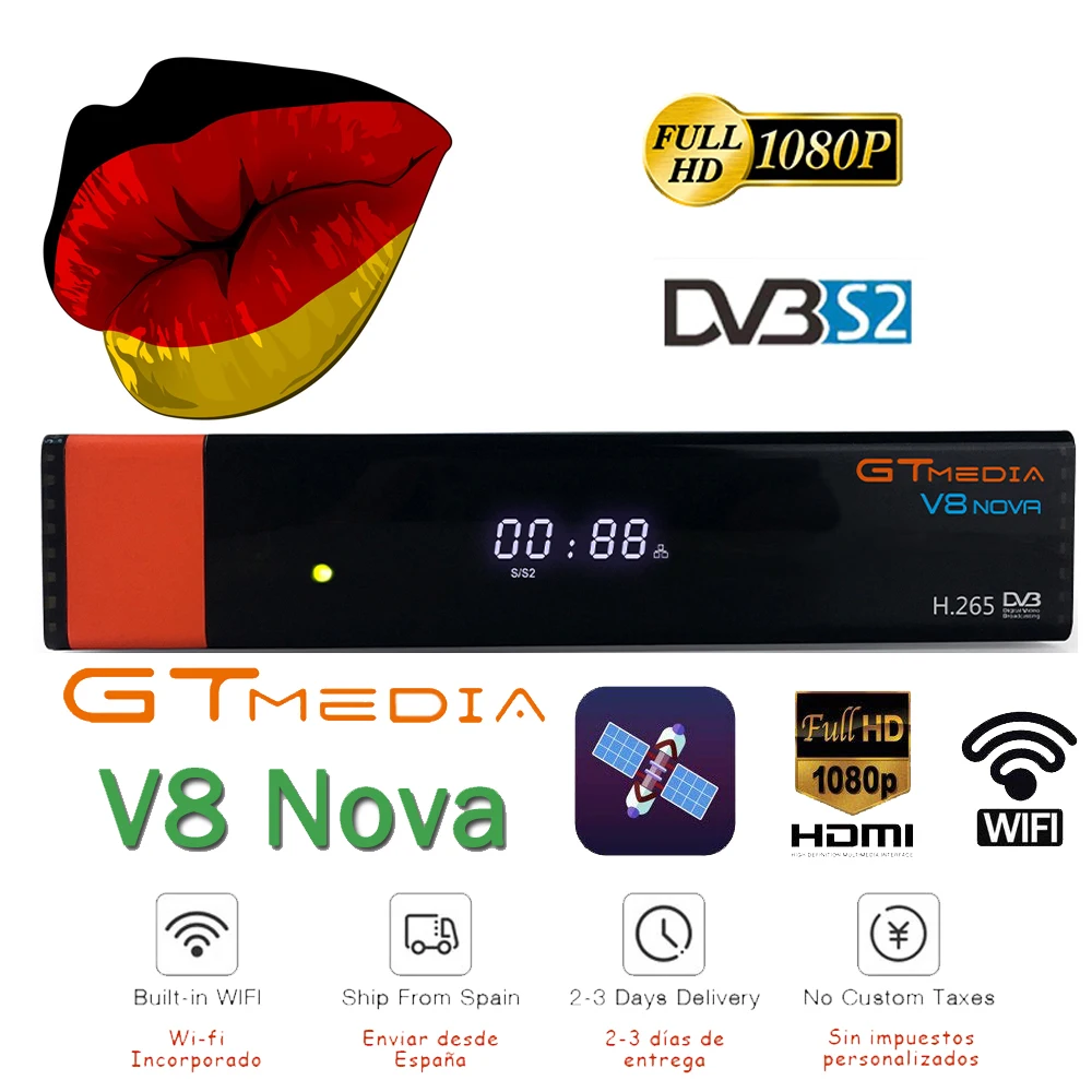 1080P HD DVB-S2 2 года бесплатная испанская клиновая Испания Gtmedia v8 nova спутниковое
