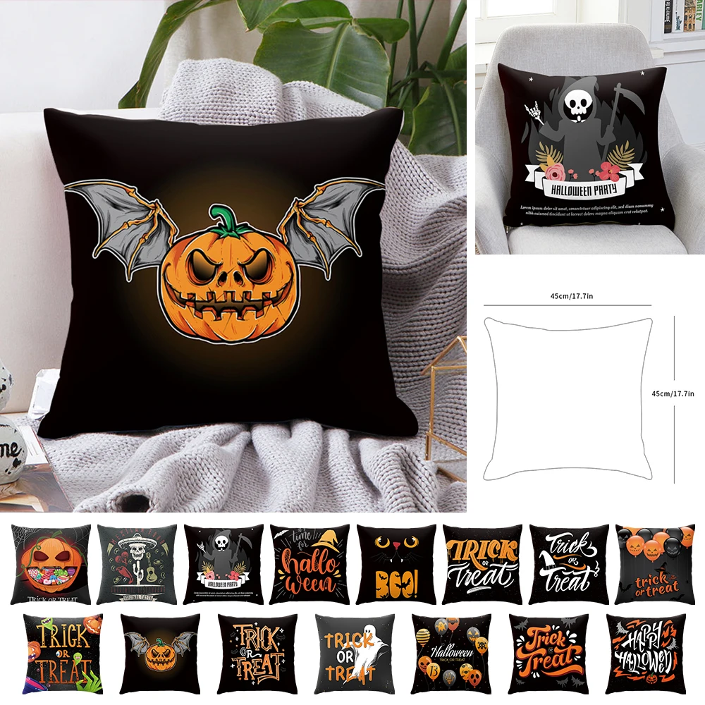 

15 Styles Halloween Cushion Cover Pumpkin Trick Or Treat Letter Throw Pillowcase Printed Decorative Pillow Case For Sofa Bedroom