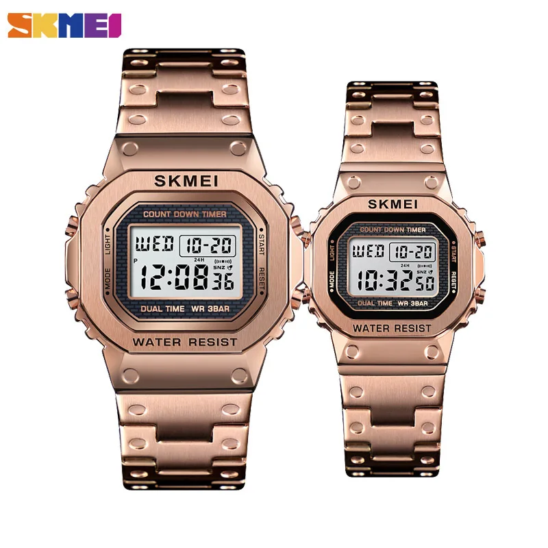 

SKMEI Couple Digital Watch Women Men Stopwatch Luminous Waterproof Watches Alarm Complete Calendar Wristwatch Reloj Mujer 1433