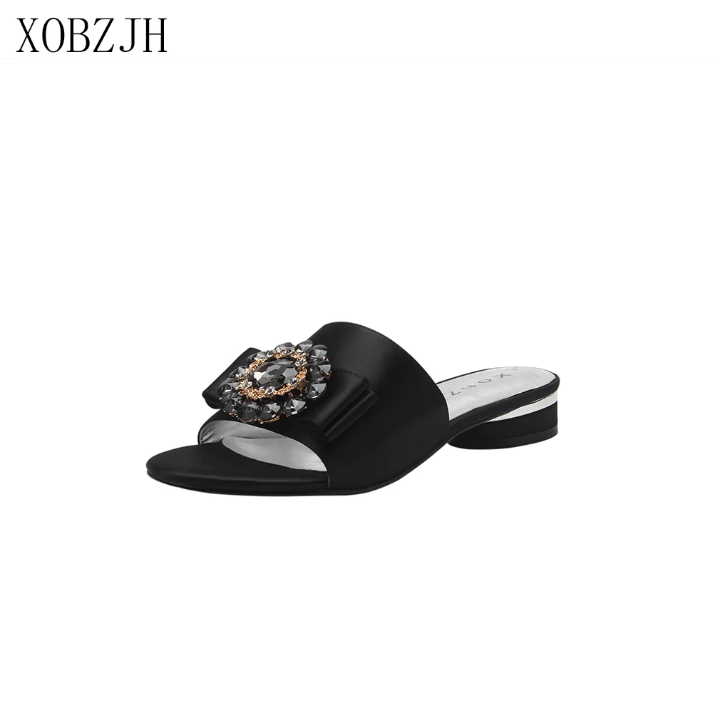 

Italian Designer Flat sandals women Shoes G Slippers luxury 2019 Brand Rhinestone Black Summer Sandals Shoes Woman size 11