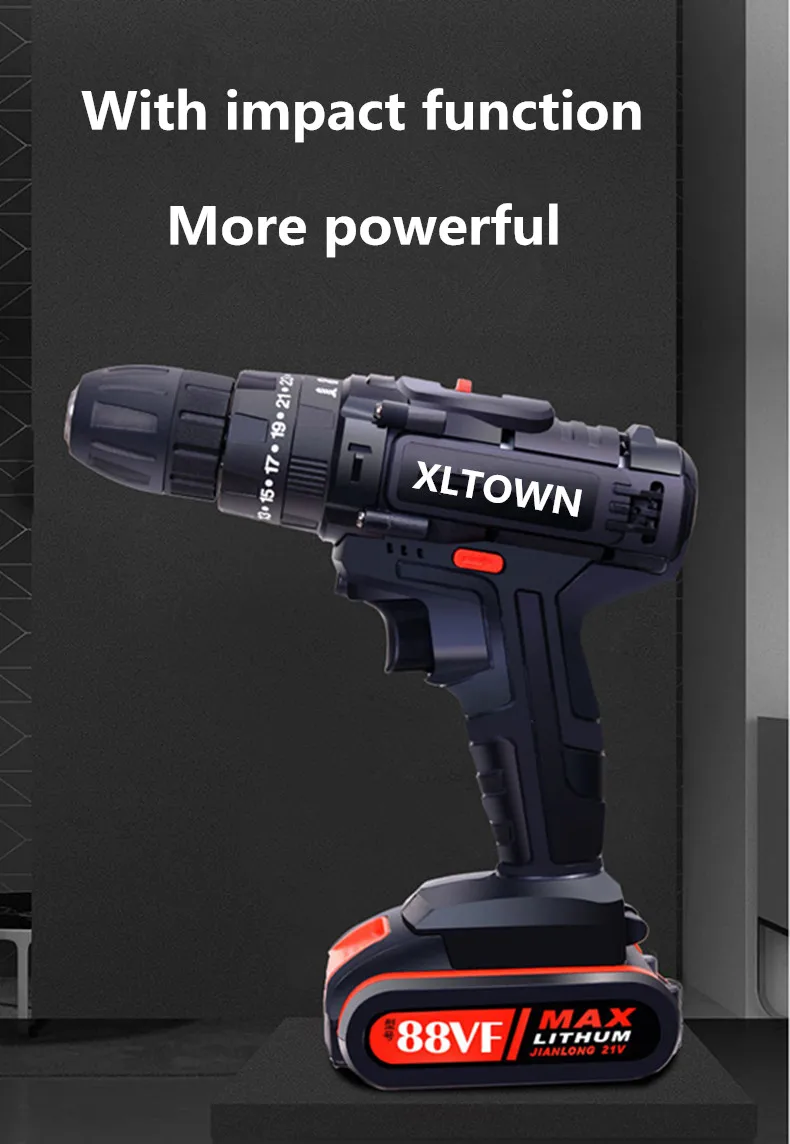 XLTOWN 21 в электрическая отвертка с ударной дрелью функция бытовой ручной дрели многофункциональная литиевая батарея электроинструмент