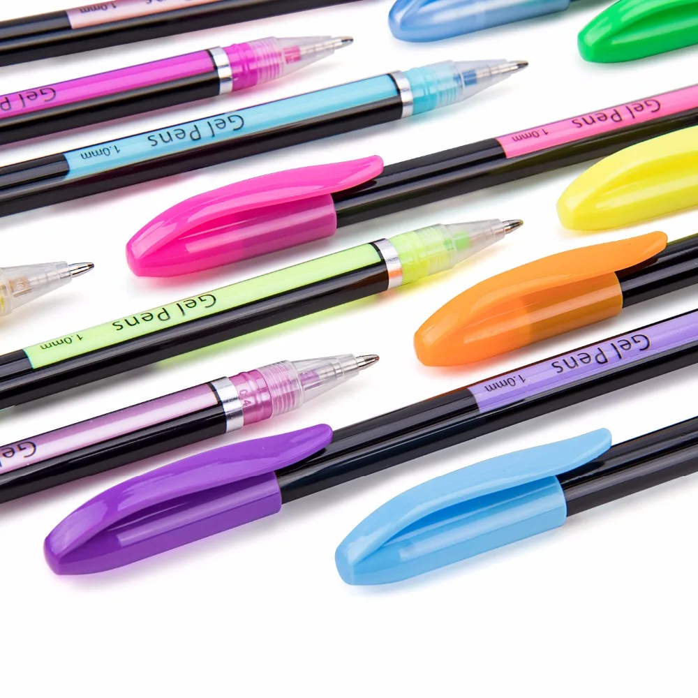 48 шт. набор гелевых ручек для заправки металлическими Пастельными неоновыми блестками эскиз цветная ручка для рисования школьные канцелярские принадлежности маркер для детей Подарки