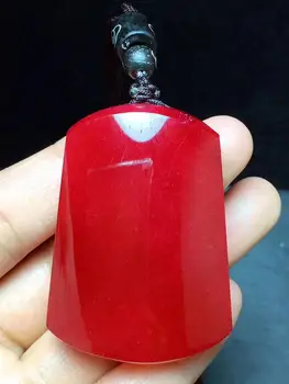 

100% Natural Red Rutilated Quartz Woman Man Pendant 45x25x11mm Rectangle Love Stone Gemstone Necklace Certificate AAAAA