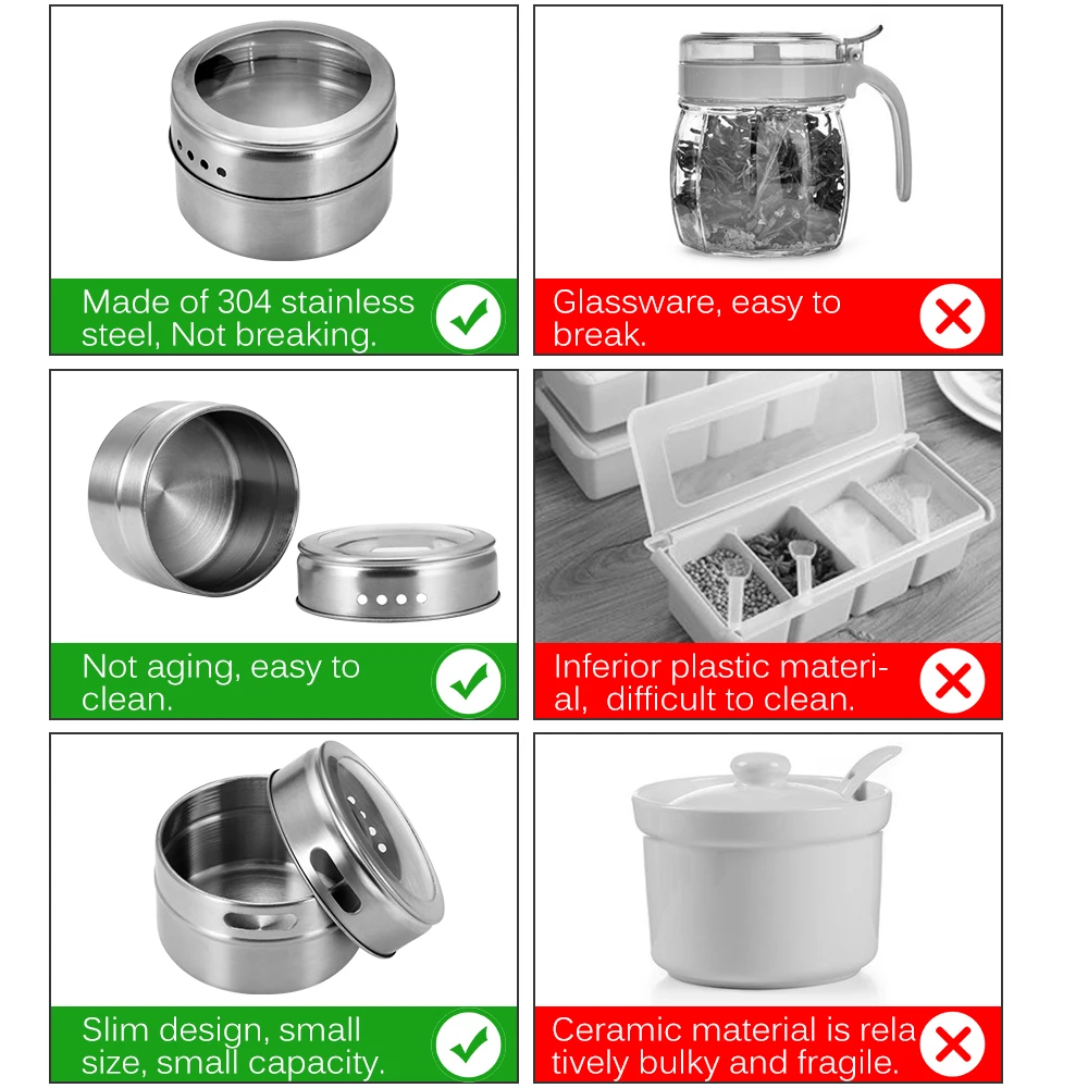 1/3/12 шт с магнитным дном для специй Набор банок с Нержавеющая сталь специй банки хранилище специй контейнер перец приправа спреи инструменты