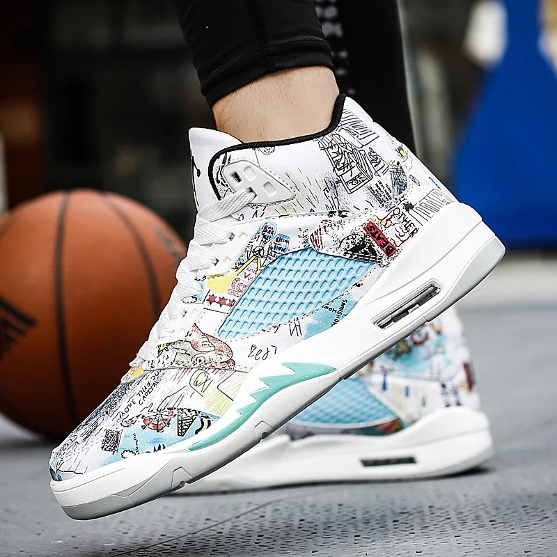 Мужские баскетбольные кроссовки в стиле ретро, размеры 39-44, амортизирующие кроссовки для баскетбола с высоким берцем, мужские противоударные спортивные кроссовки для улицы