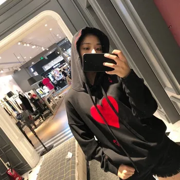 

Poker Print Sweatshirt Women Letter Heart Hoodie Harajuku Clothes Pullover Hooded Korean Plus Size Cotton Streetwear Tops V741