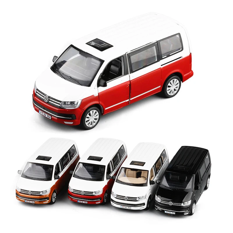 Cena 4 kolory 1 32 T6 Van model odlewu autobus samochodowy MPV chłopiec dziewczyna kolekcja prezentów ze światłem i dźwiękiem zabawki prezentowe V204