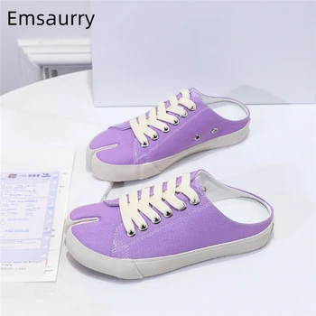 

Denim Casual Shoes Woman New Spring Flat Heel Lace-up Slip-on Slingback Loafers Sexy Split Toe Women Shoes