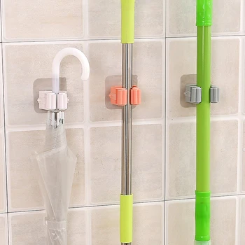

Mop Rack Hole Punched Broom Rack Bathroom Mop Clip Seemless Adhesive Wall Hangers Mop Hook Hanging Mop Rackbathroom accessories