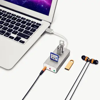 

USB 2.0 Hub TF/SD Audio Type C 3.1 Adapter Splitter External Sound Card Reader