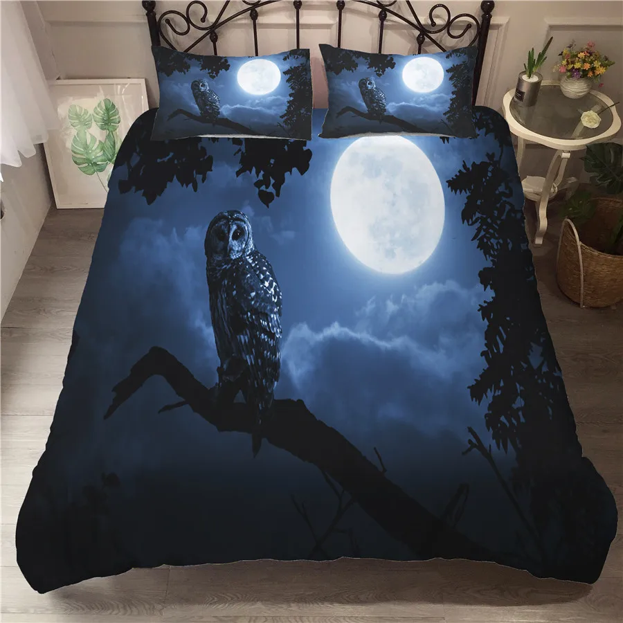 

A Bedding Set 3D Printed Duvet Cover Bed Set Owl Home Textiles for Adults Bedclothes with Pillowcase #MTY12