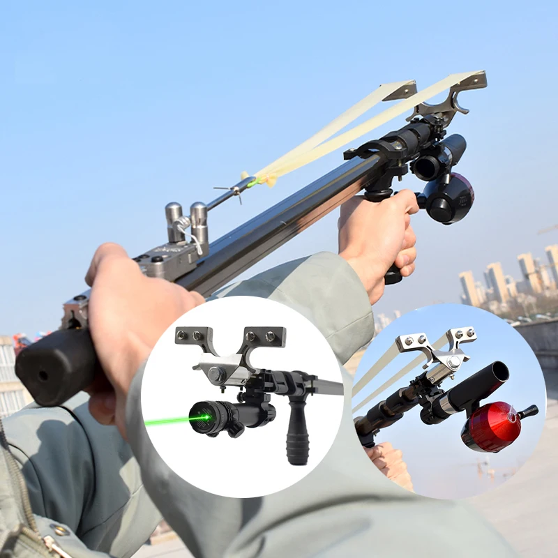 Retractable Laser Aiming Slingshot Fishing Suit High Quality Powerful Catapult Outdoor Hunting Shooting Compound Slingshots | Игрушки и