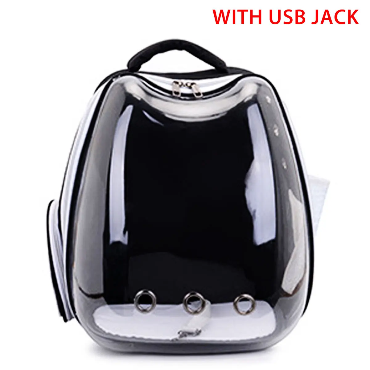 Black with USB Jack Переносная сумка для кошек, сумка-переноска для домашних животных, usb-порт, прозрачная капсула, дышащий, для путешествий, для попугая, кота, собаки, рюкзак для переноски - Цвет: Black with USB Jack