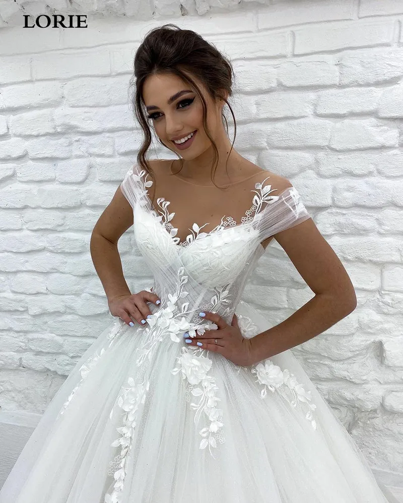 LORIE Princess Wedding Dress off The Shoulder 3D Lace Appliques Boho Bride Dresses Vestido De Novia Customized Ball Gowns 2022 4