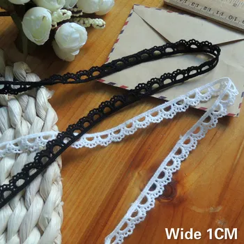 

1CM Wide New White Black Cotton Hollow Out Embroidered Lace Ribbon Collar Neck Lace Edge Trim Headwear Dress DIY Sewing Supplies
