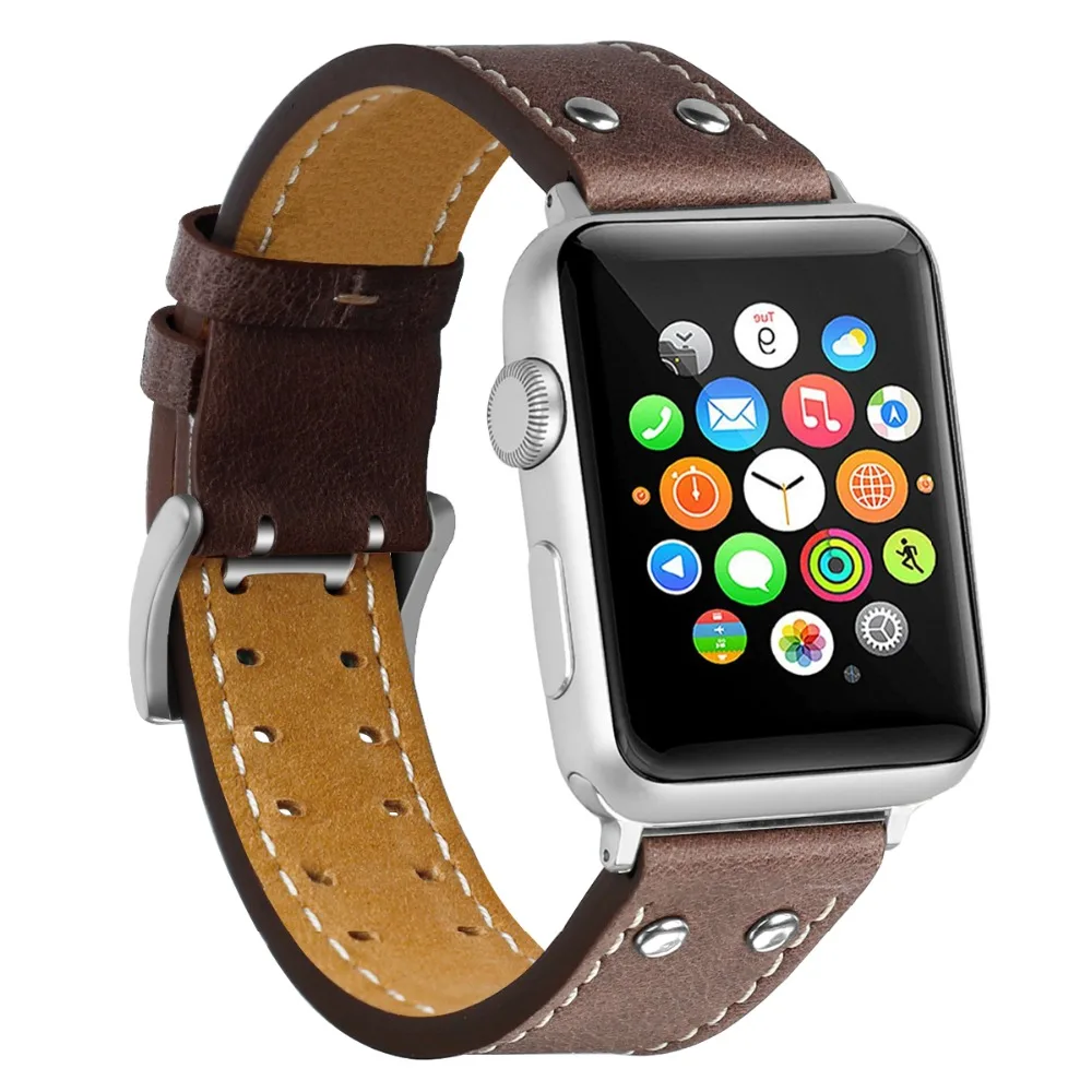 Ремешок кожаный для Apple Watch Band 38 мм 44 40 42 сменный браслет Iwatch 83006|Ремешки часов| |