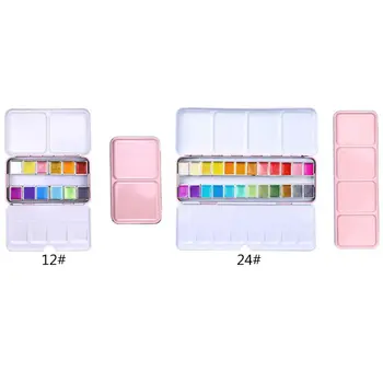 

12/24 Glitter Watercolor Paint Solid Colors Artist Watercolor Paints Portable