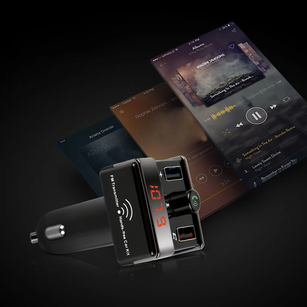MP3-плеер беспроводной fm-передатчик Handsfree USB автомобильный Bluetooth двойной USB интерфейс MP3-плеер зарядное устройство