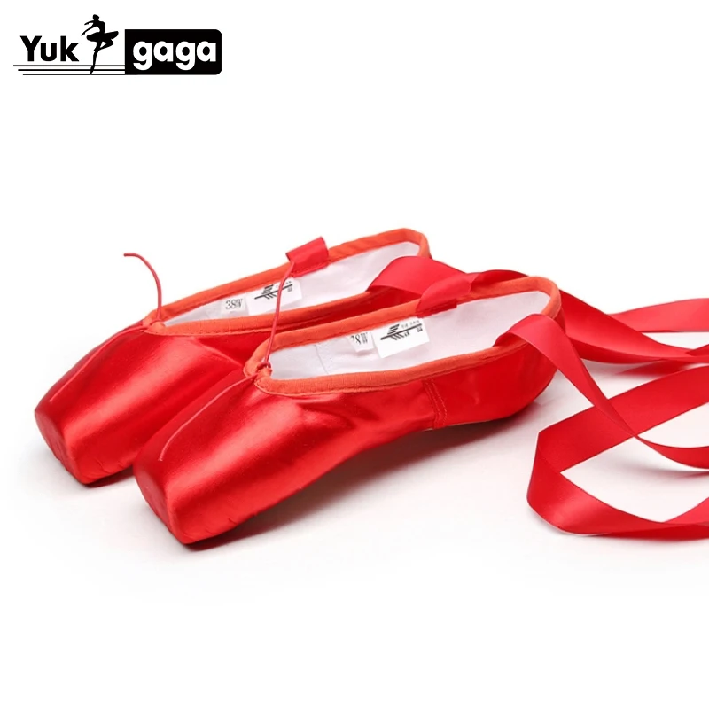 Pointe Shoes Bandage Ballet Dance Girl Woman Professional Canvas/Satin Dancing with Sponge Silicone Toe Pads