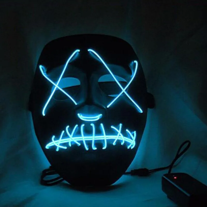 Halloween LED Mask Funny Light Up Mask From The Purge Election Year Great For Festival Cosplay Costume New Year Party Mask - Цвет: HL0761L