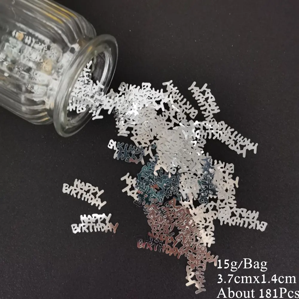 Silver Happy Birthda 15 г Joyeux Anniversaire конфетти для дня рождения Юбилей Joyeuse день рождения конфетти украшения блесток поставки - Цвет: Silver Happy Birthda