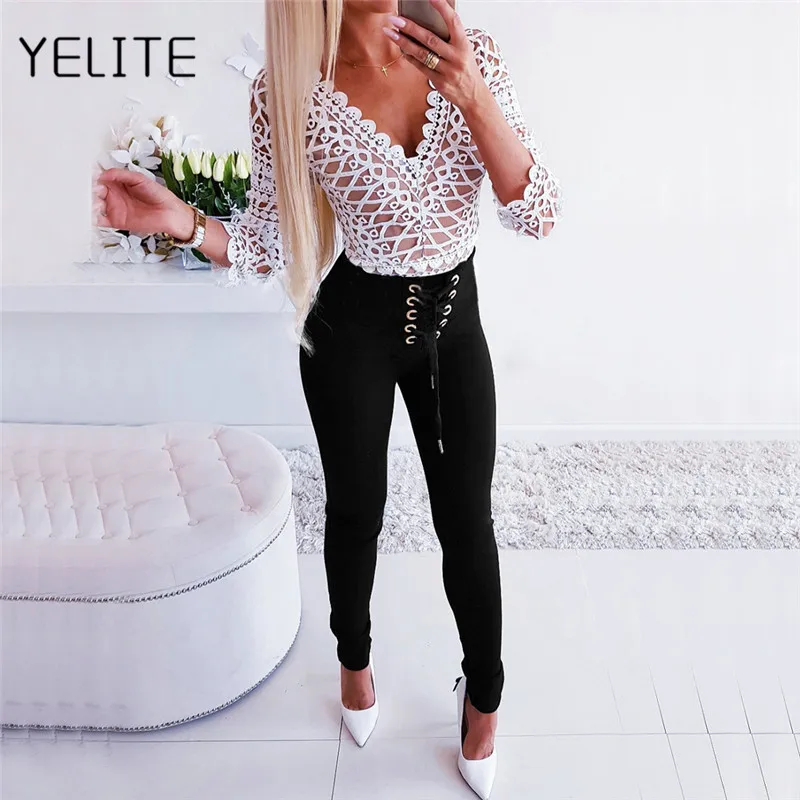 YELITE, новинка, сексуальные женские джинсы с пуговицами, черные женские брюки с высокой талией, Женские Эластичные Обтягивающие Брюки, эластичные женские брюки