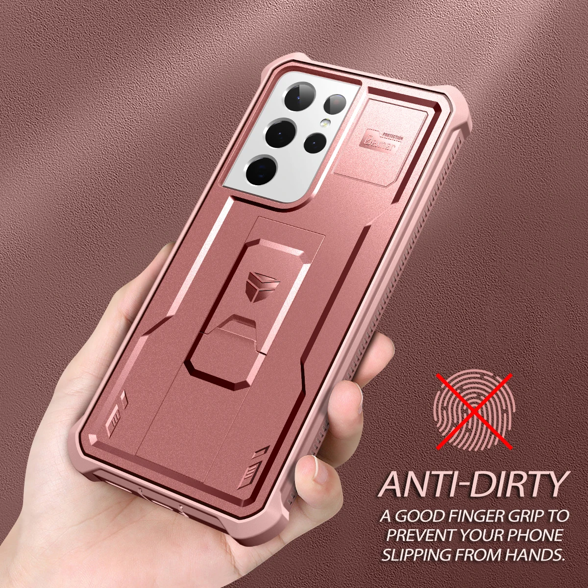 Hard case with bracket For Samsung Galaxy S21 plus ultra S20 FE 2 in 1 PC TPU shockproof Cover with screen film 360 protection