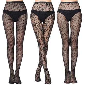 

Fashion Women Lady Sexy Lingerie Fishnet Net Nylon Mesh Sexy Lace Stockings Stretchy Elastic Tight Black Pantyhose Plus Size
