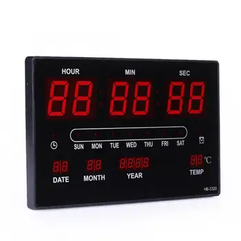 

Electronic Digital LED Calendar Clock Time Temperature Display EU Plug 110-220V Voice Control LCD Screen Thermometer Clocks