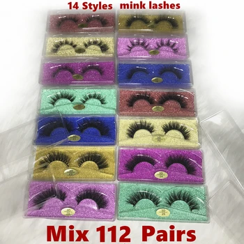 

Wholesale 14/28//56/112 pairs 3D Mink Lashes Natural Mink Eyelashes False 5D Eyelashes Makeup False Lashes In Bulk Wholesale